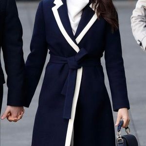 Meghan Markle J Crew blue and white coat NWOT